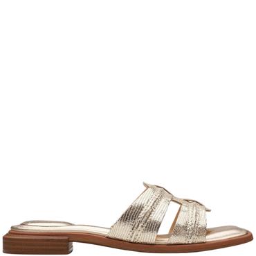 CLARKS WOMENS STRAP SLIP ON SANDAL - CHAMPAGNE